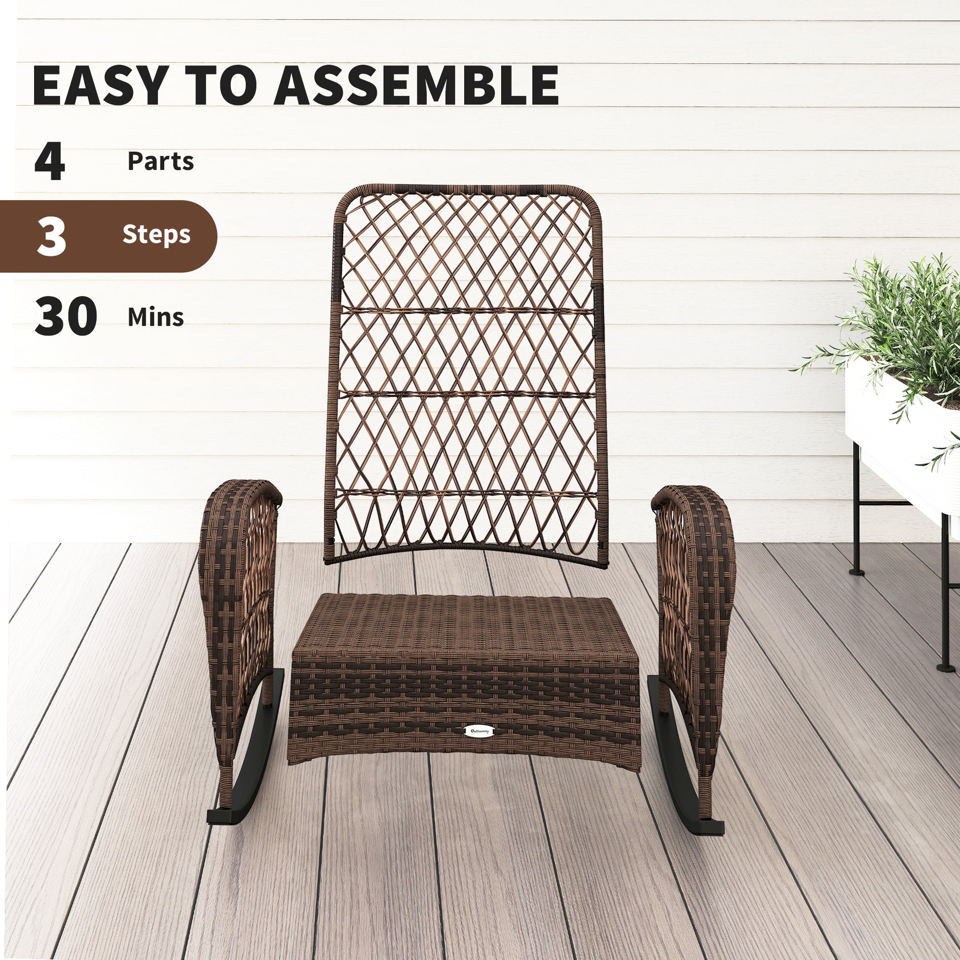 Outdoor Wicker Rattan Rocking Chair - Light Green-DECOROLALA