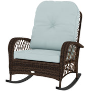 Outdoor Wicker Rattan Rocking Chair - Light Green-DECOROLALA