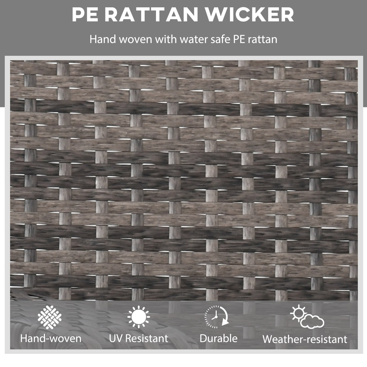 Outdoor Wicker Rocking Chair, Grey PE Rattan with Cushions-Outdoor Rocking Chairs-DECOROLALA