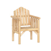 Outdoor Wood Armchair Wooden Patio Dining Chair with Armrests-Natural-Patio Dining Chairs-DECOROLALA
