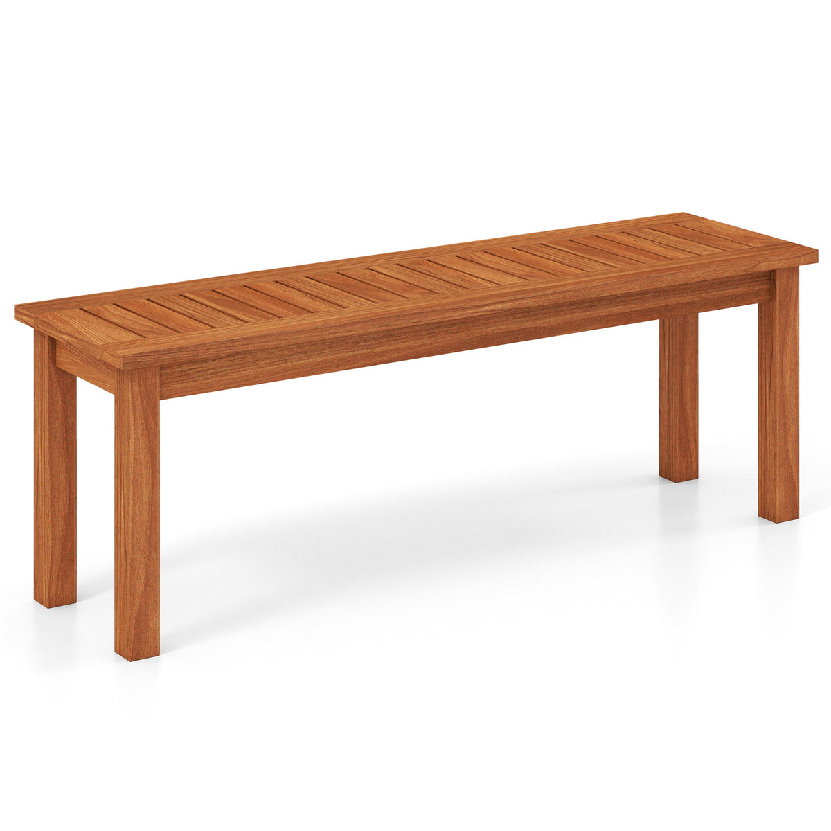 Outdoor Wood Bench 2-Person Backless Patio Garden Bench with Slatted Seat-Outdoor Benches-DECOROLALA