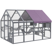 Outdoor Wooden Cat Enclosure - Grey 56sqft Cattery-DECOROLALA