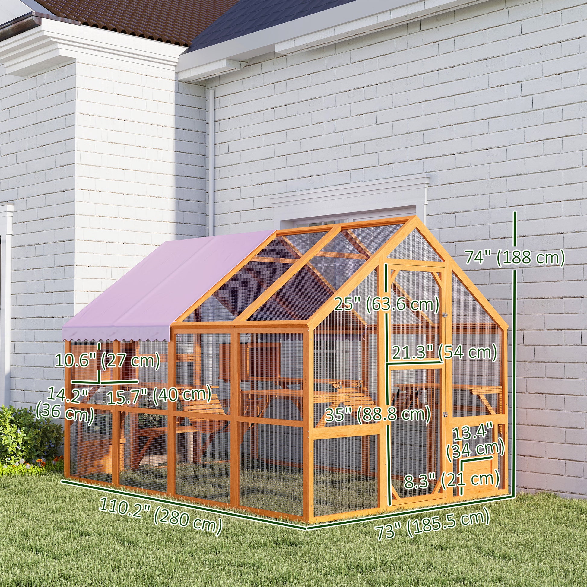 Outdoor Wooden Cat Enclosure - Orange 56 sq ft Catio-DECOROLALA