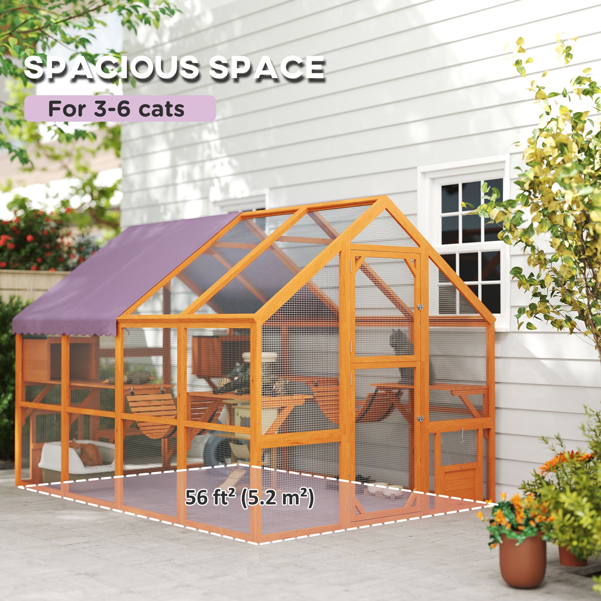Outdoor Wooden Cat Enclosure - Orange 56 sq ft Catio-DECOROLALA