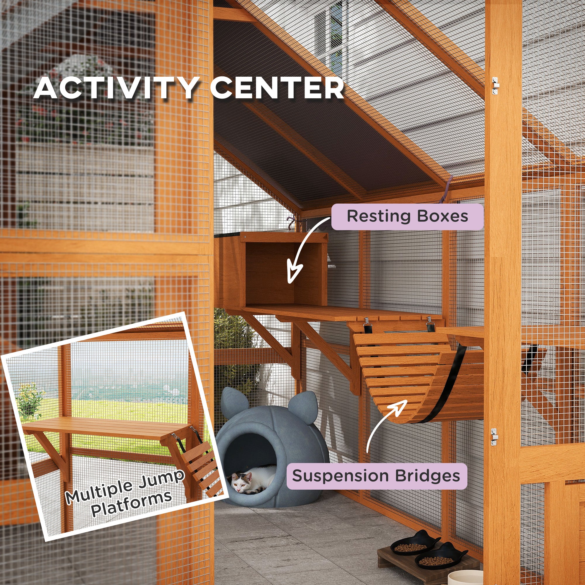 Outdoor Wooden Cat Enclosure - Orange 56 sq ft Catio-DECOROLALA
