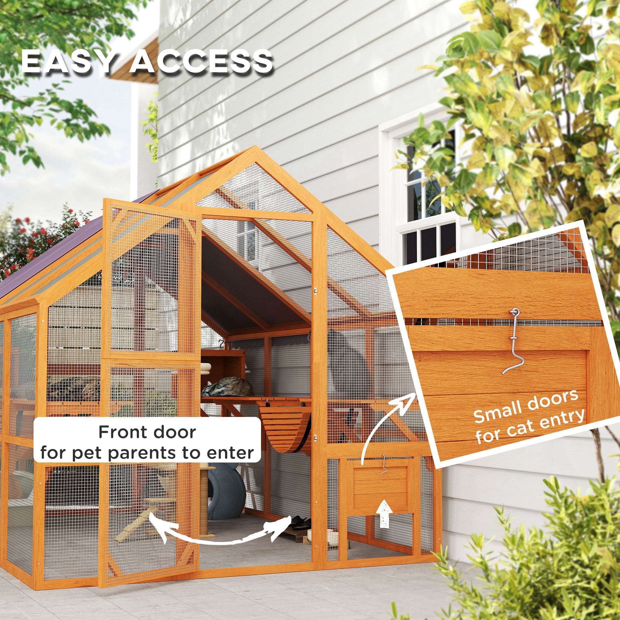 Outdoor Wooden Cat Enclosure - Orange 56 sq ft Catio-DECOROLALA