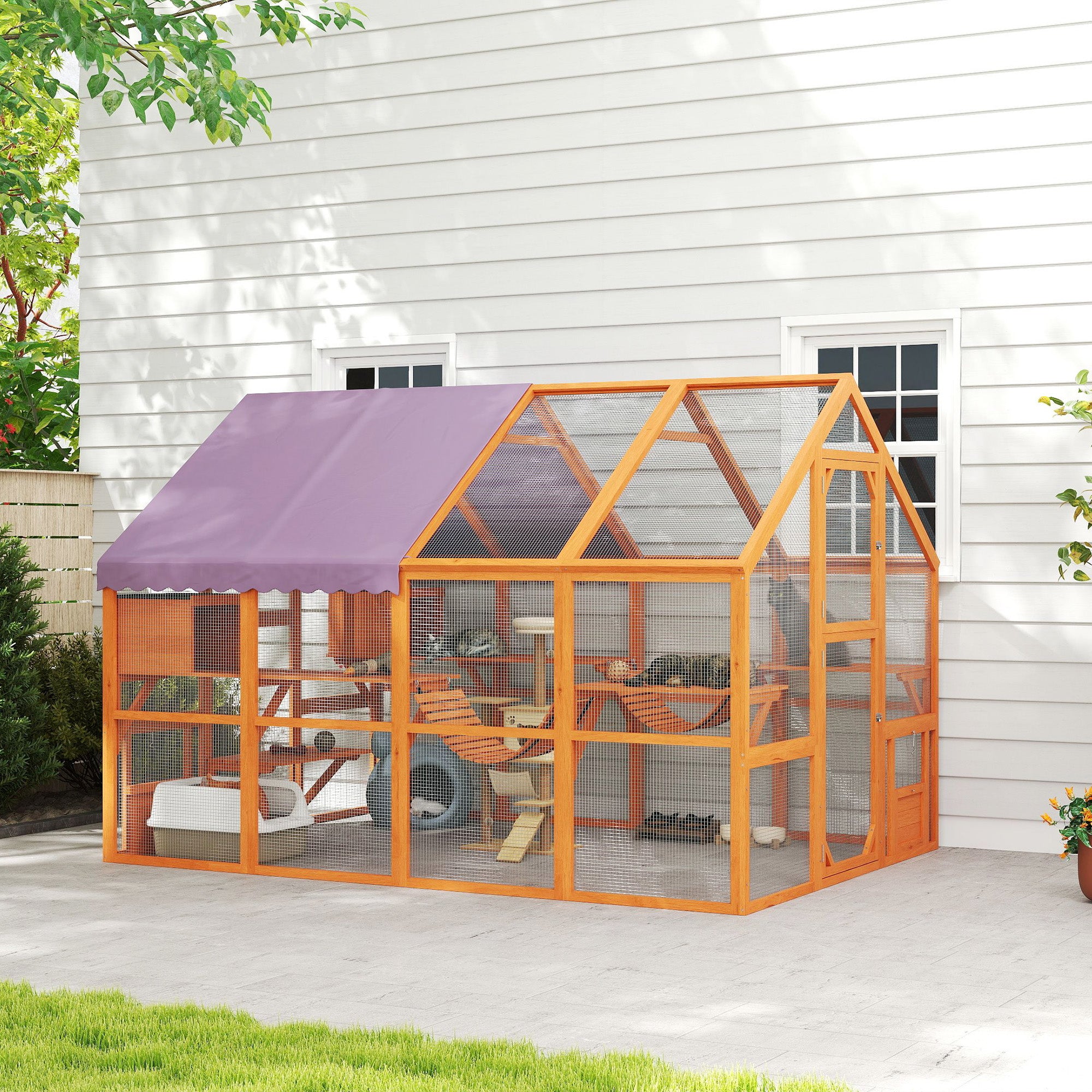 Outdoor Wooden Cat Enclosure - Orange 56 sq ft Catio-DECOROLALA