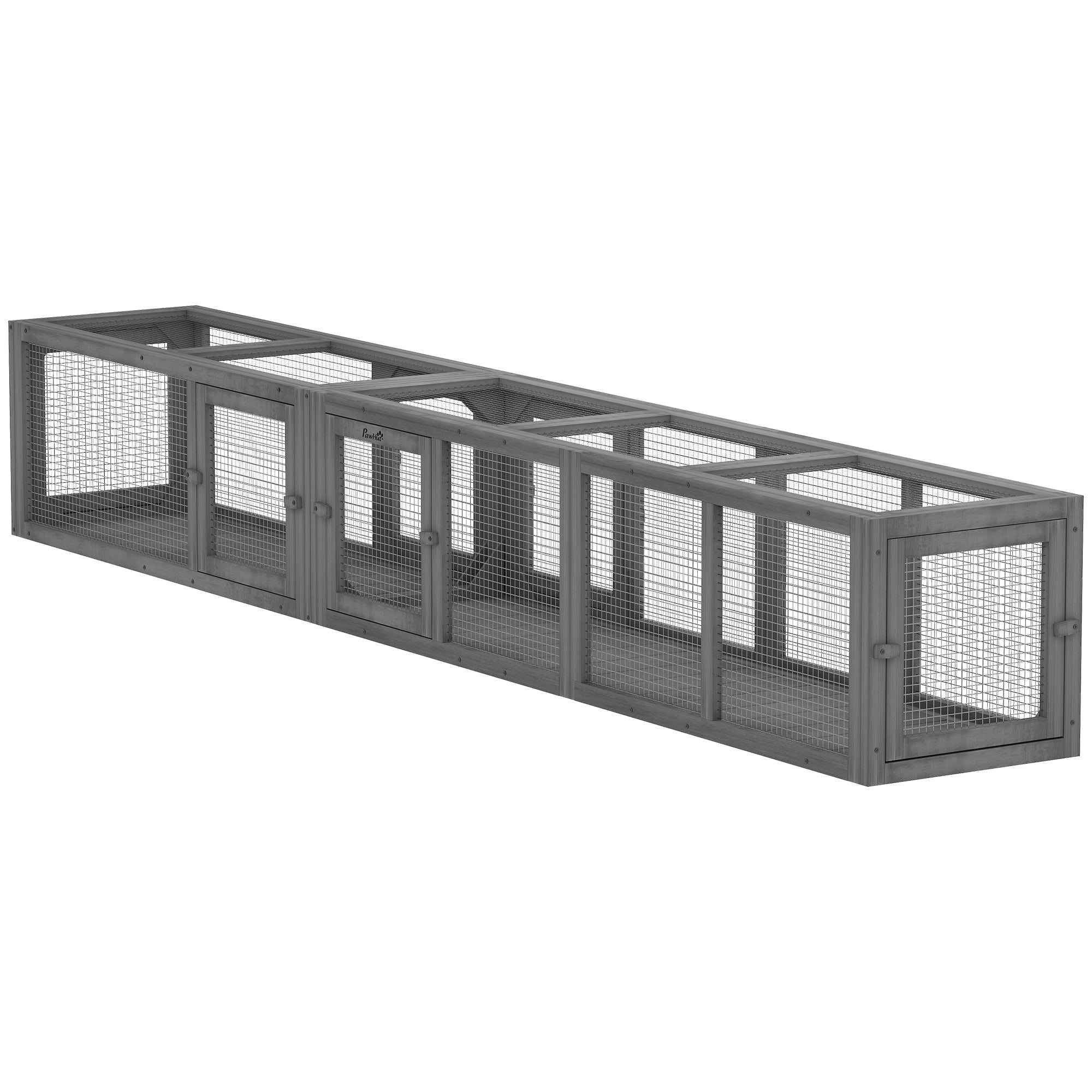 Outdoor Wooden Cat Tunnel - 98" Dark Grey Enclosure-DECOROLALA