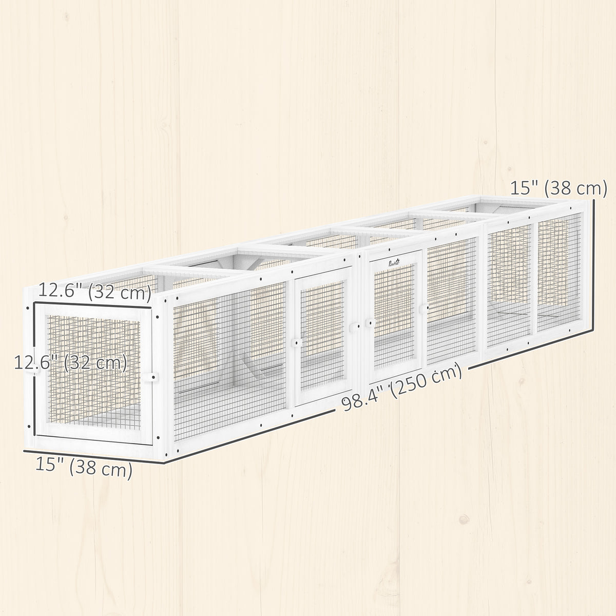Outdoor Wooden Cat Tunnel Enclosure - 98" Combinable White Design-Cats-DECOROLALA