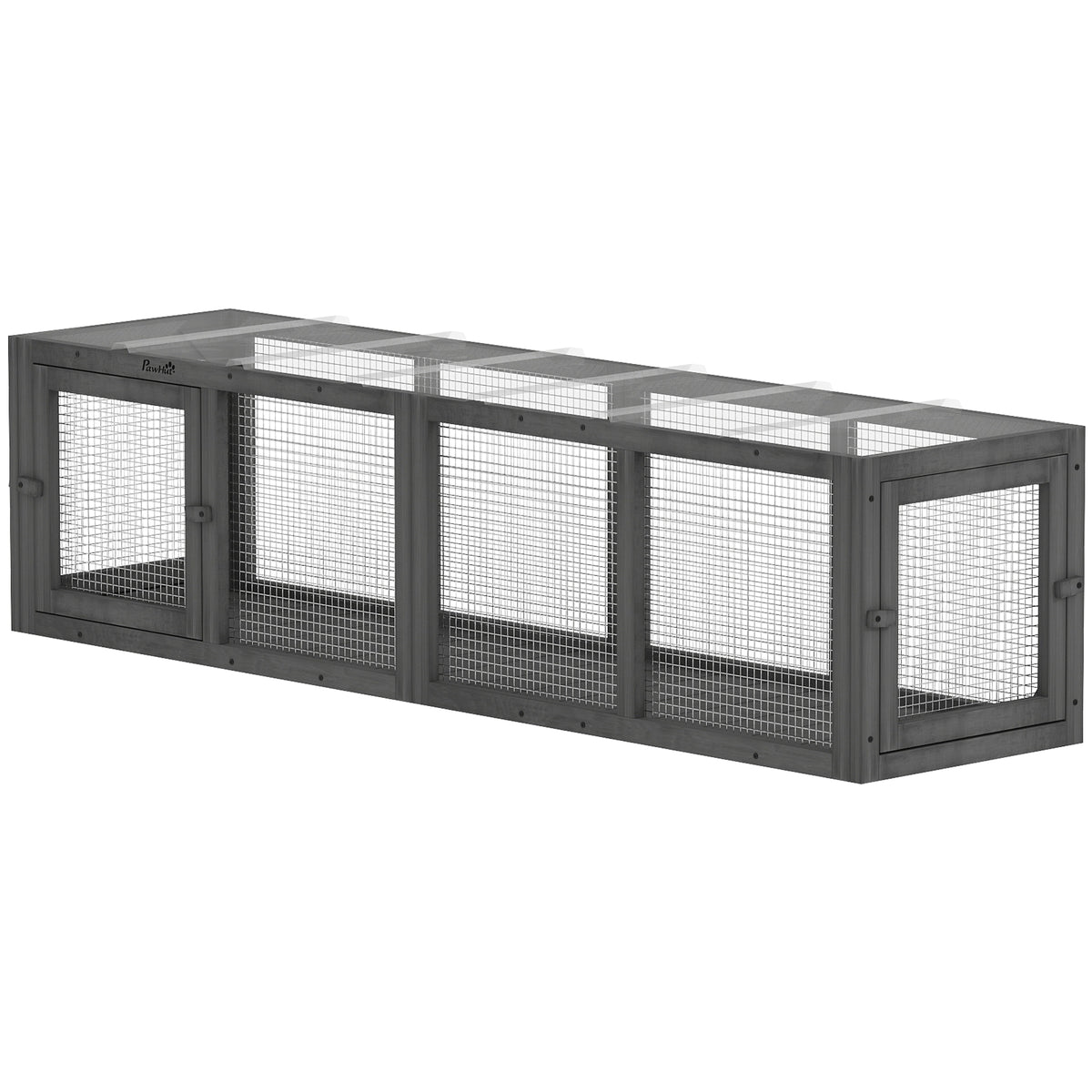 Outdoor Wooden Cat Tunnel - Grey 60" Extendable Pet Run Enclosure-Cats-DECOROLALA
