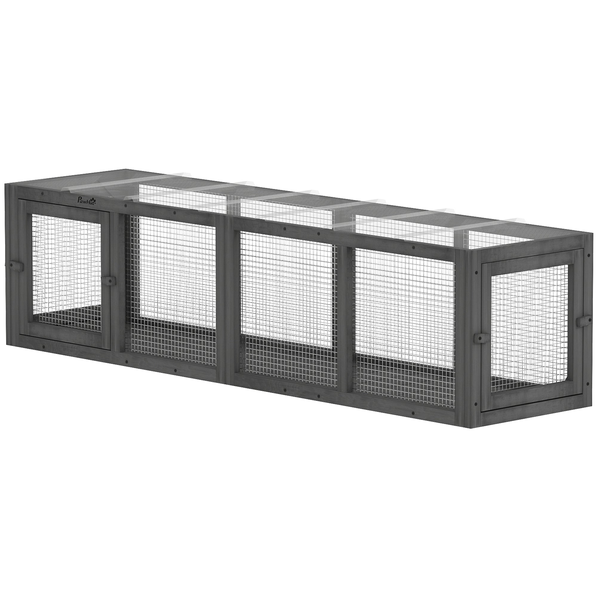 Outdoor Wooden Cat Tunnel - Grey 60" Extendable Pet Run Enclosure-Cats-DECOROLALA