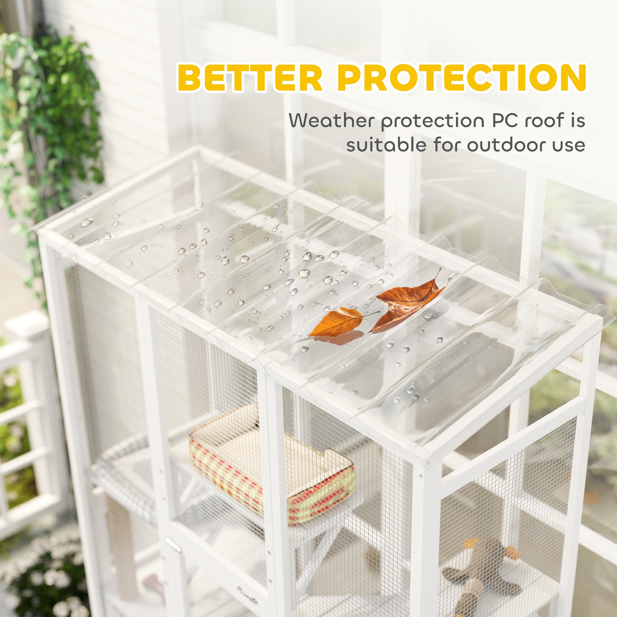 Outdoor Wooden Catio Enclosure - White 99" H-DECOROLALA