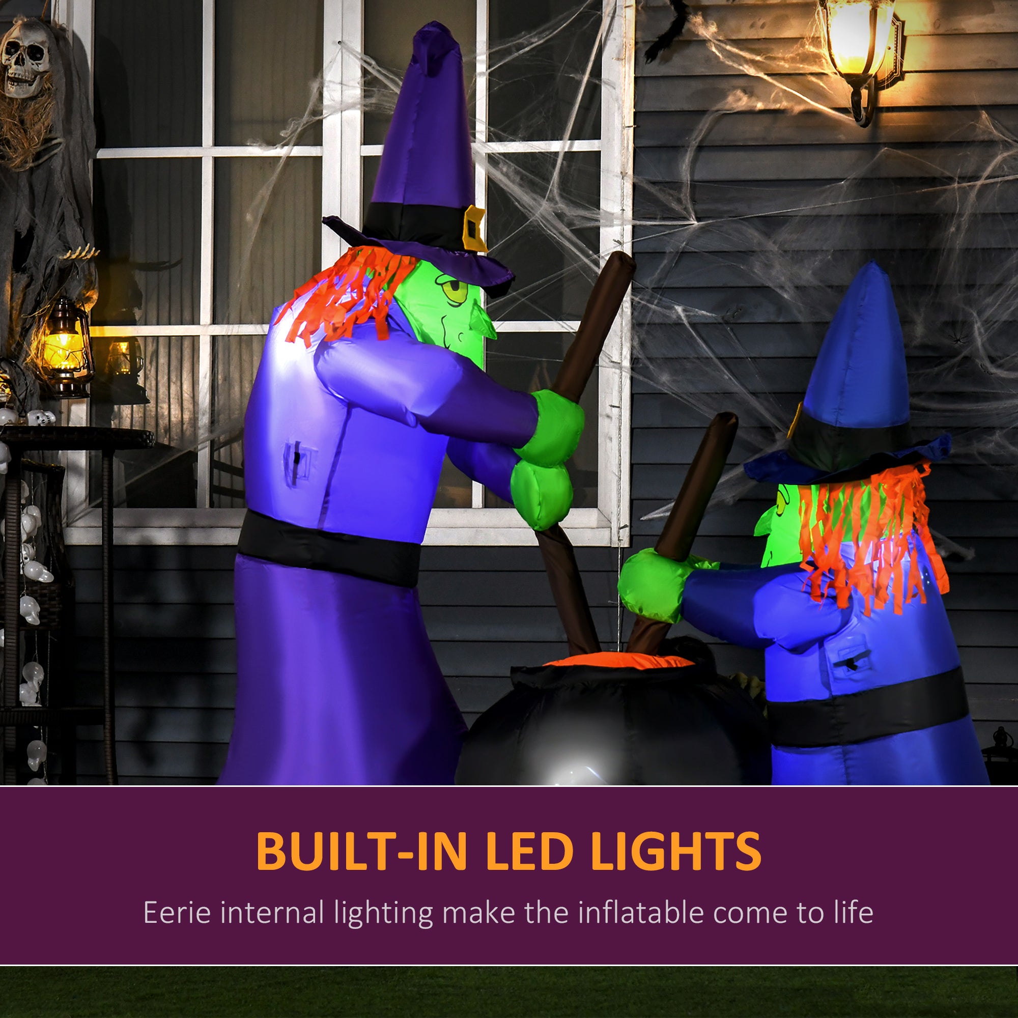 Outdoor Yard Colorful 5.5ft Blow Up Inflatable Halloween Two Old Witch and Magical Potions Decoration with LED for Indoor Outdoor House Party Display-Home Furnishings > Holiday & Seasonal > Halloween Decorations-DECOROLALA
