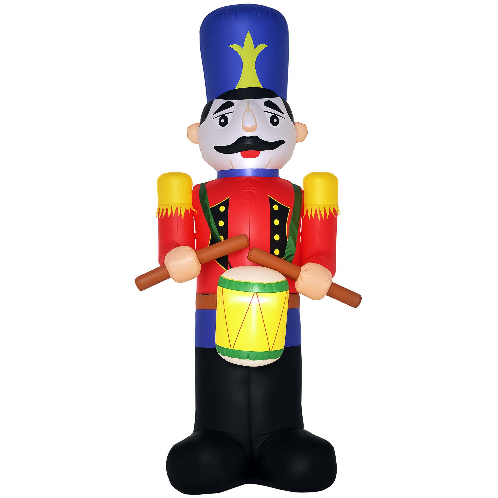 Outdoor Yard Colorful 8ft Inflatable Walnut Soldier Drum Beating with LED-Home Furnishings > Holiday & Seasonal > Christmas Decorations > Christmas Inflatables-DECOROLALA