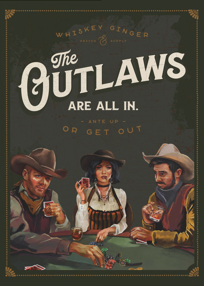 Outlaws Are All In Cool Cowboy Poker Art-canvas-DECOROLALA