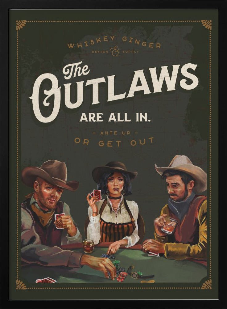 Outlaws Are All In Cool Cowboy Poker Art-canvas-DECOROLALA