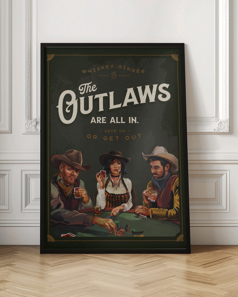 Outlaws Are All In Cool Cowboy Poker Art-canvas-DECOROLALA