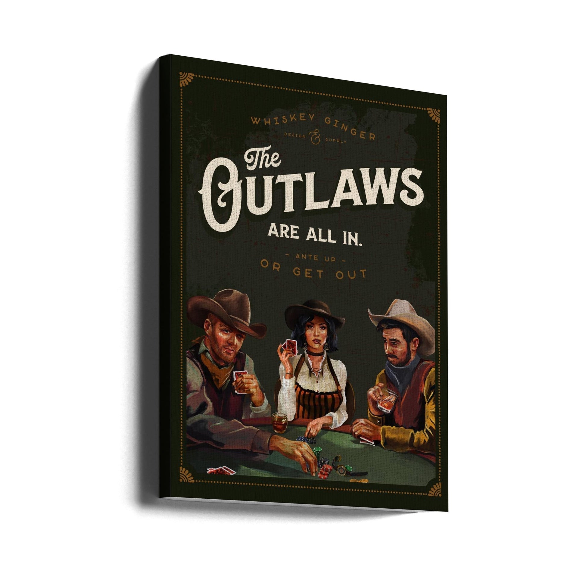 Outlaws Are All In Cool Cowboy Poker Art-canvas-DECOROLALA