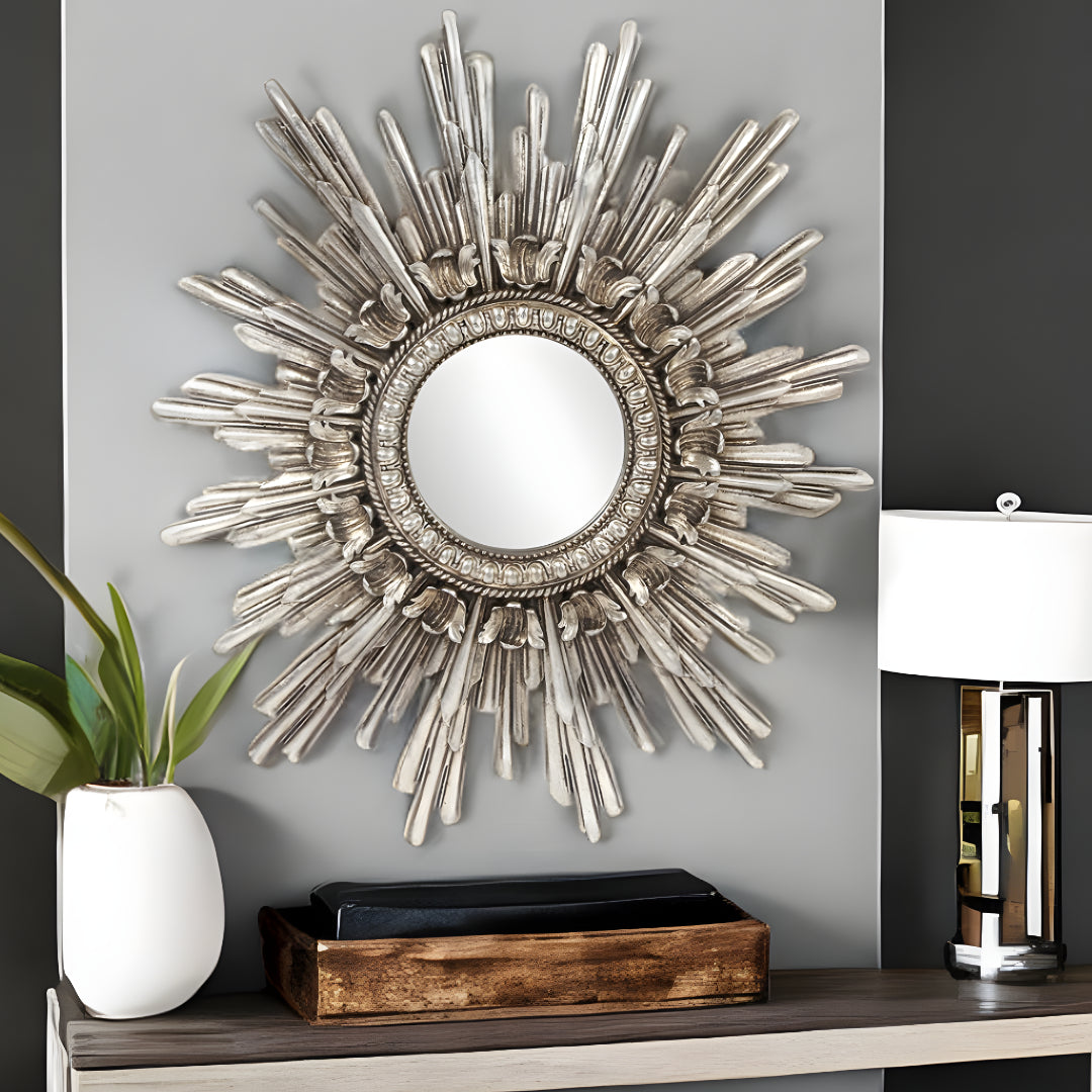 Oval Antiqued Silver Leaf Finish Mirror-Mirrors-DECOROLALA