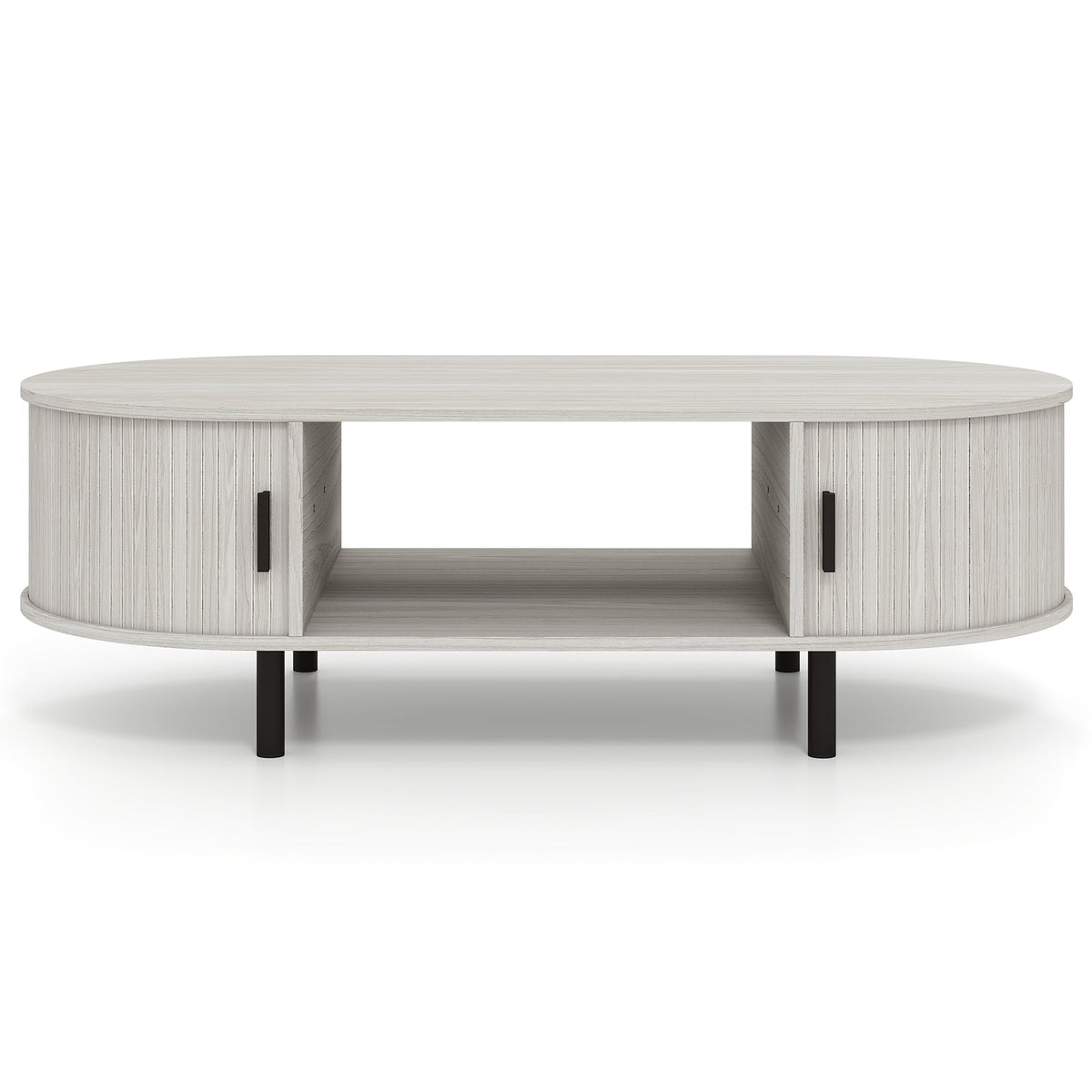 Oval Coffee Table 47.5inch Wooden Center Table with Storage-Oak-Coffee Tables-DECOROLALA