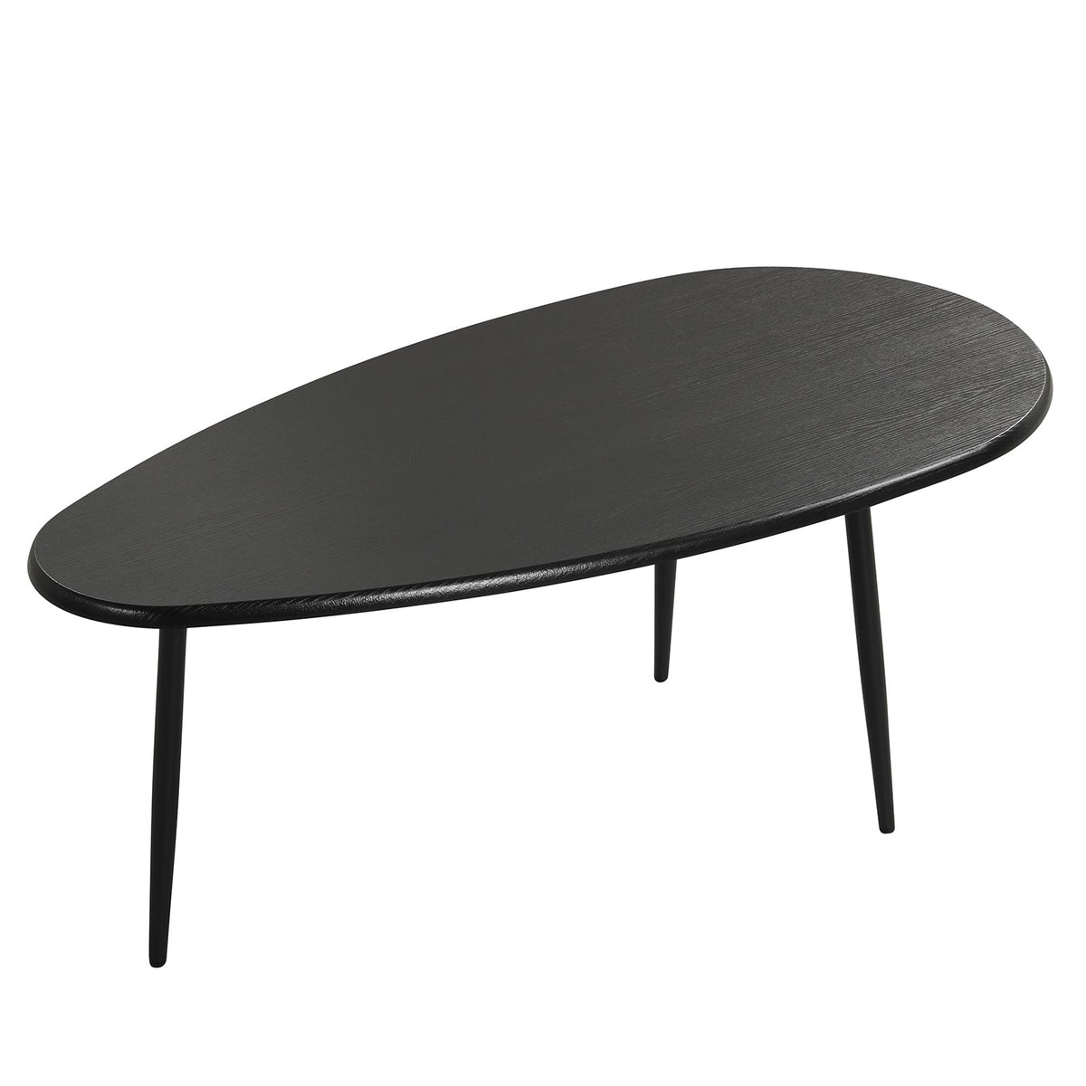 Oval Coffee Table Mid Century Center Table with Sturdy Metal Construction-Black-Coffee Tables-DECOROLALA
