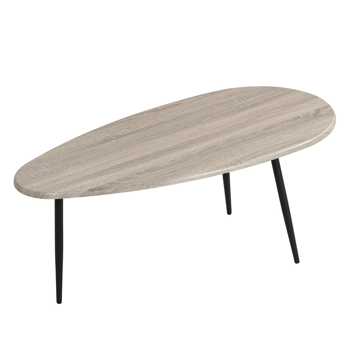 Oval Coffee Table Mid Century Center Table with Sturdy Metal Construction-Gray-Coffee Tables-DECOROLALA