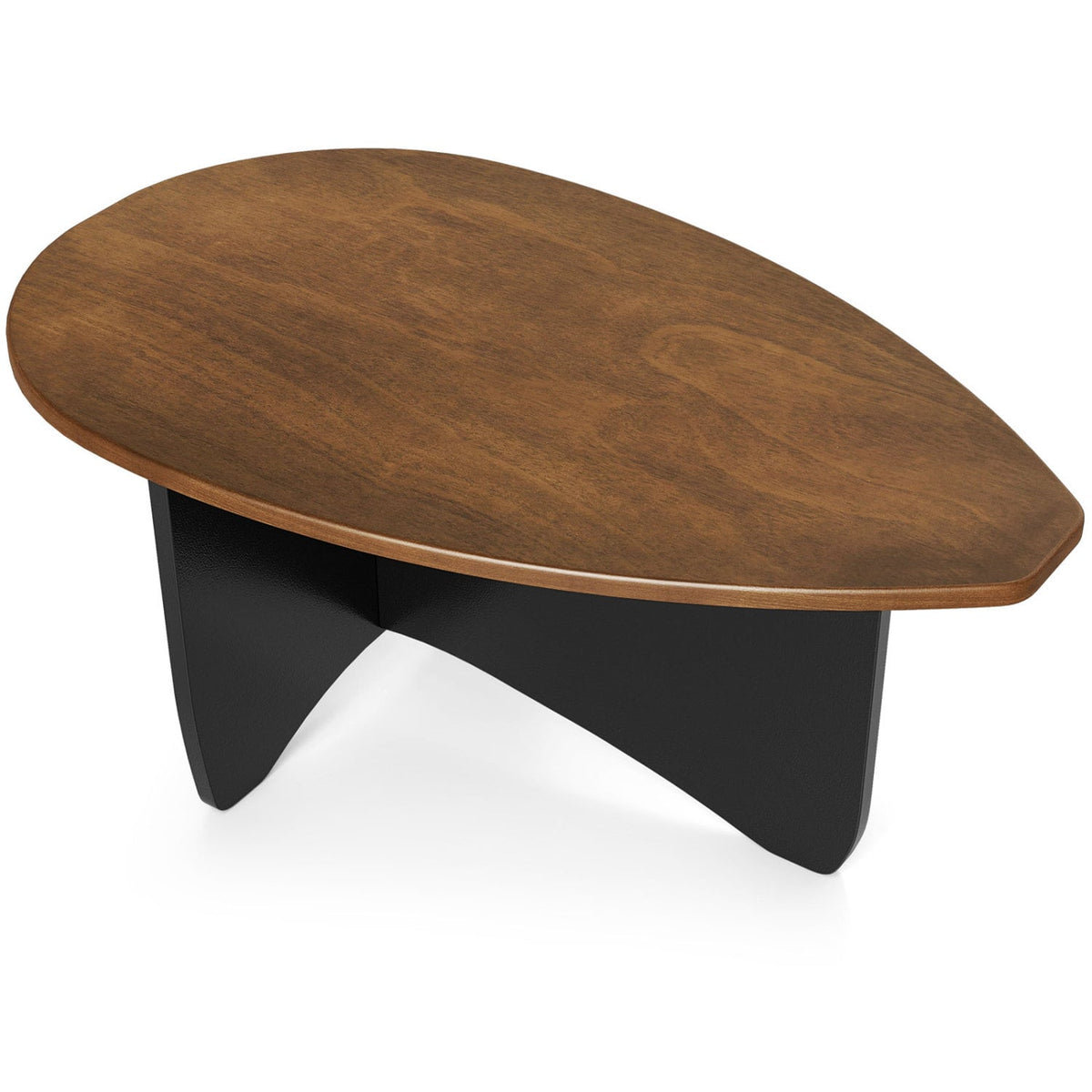 Oval Coffee Table Mid Century Modern Accent Table Low Profile Wooden Center Table-Walnut-Coffee Tables-DECOROLALA
