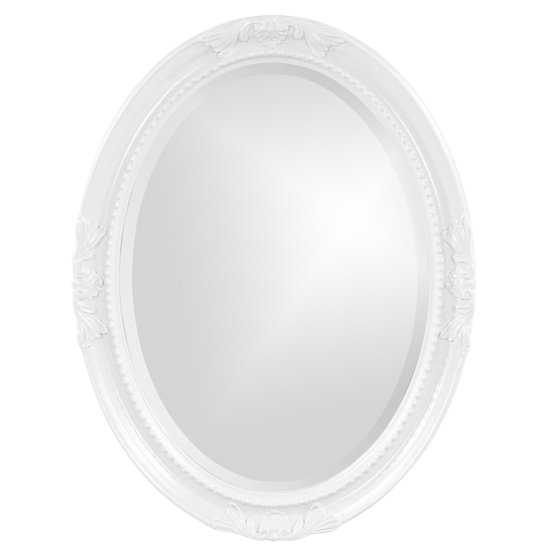 Oval Mirror In A Glossy White Wood Frame-Mirrors-DECOROLALA