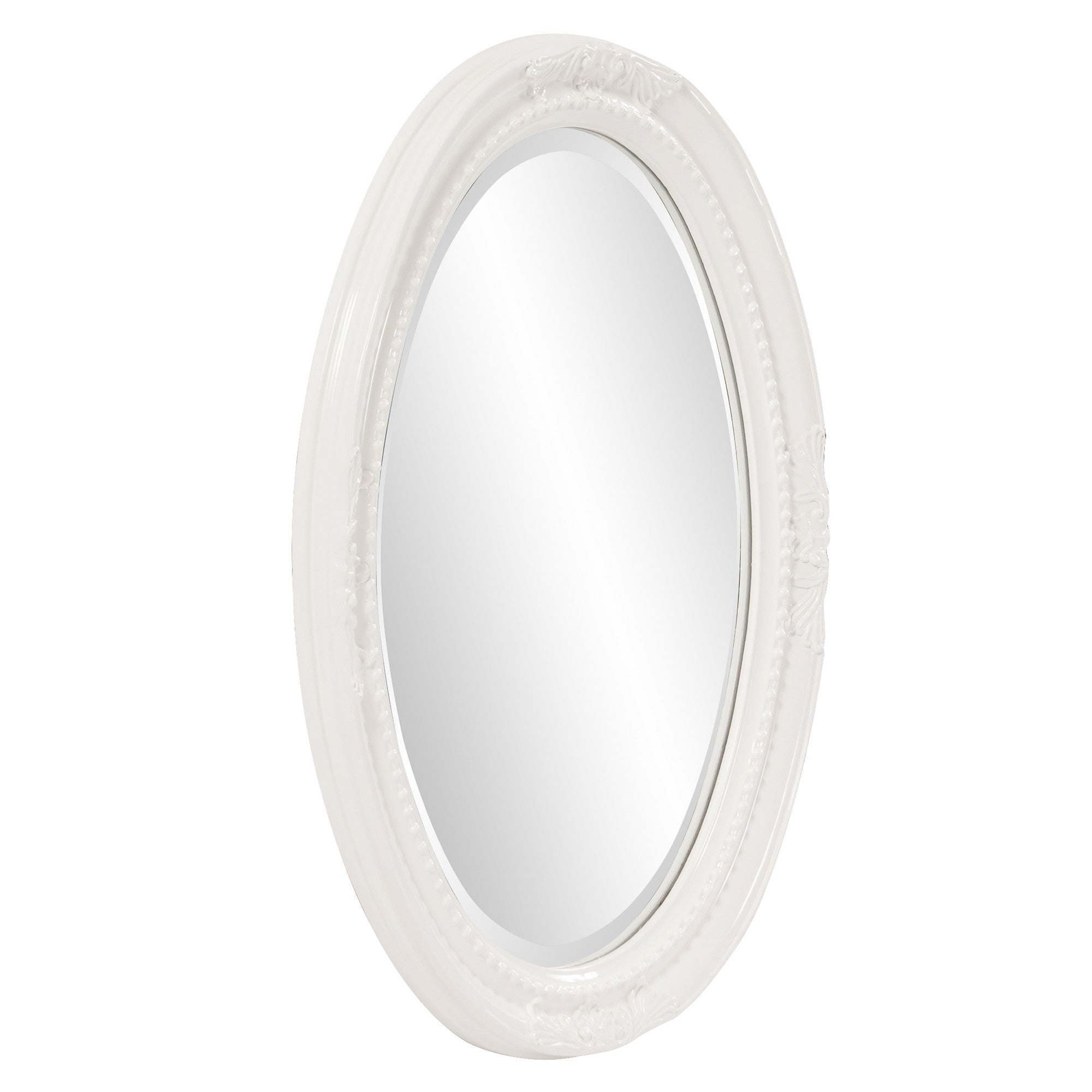 Oval Mirror In A Glossy White Wood Frame-Mirrors-DECOROLALA