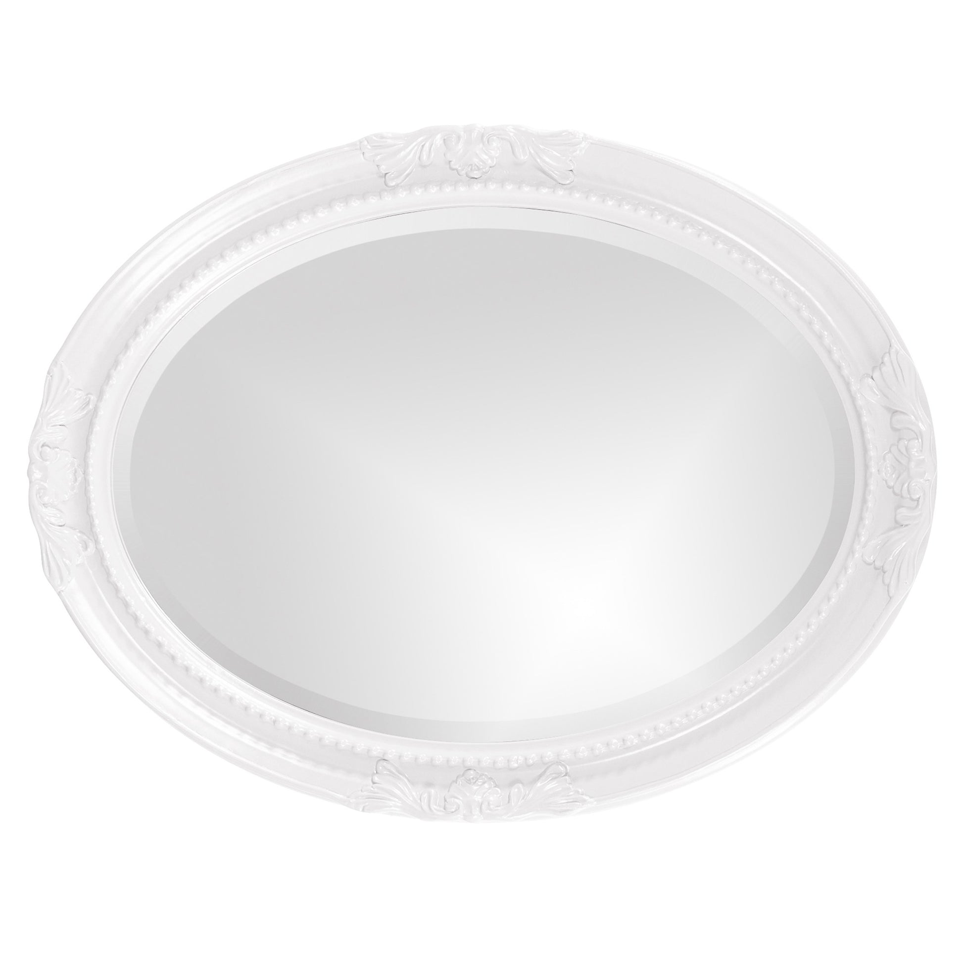 Oval Mirror In A Glossy White Wood Frame-Mirrors-DECOROLALA