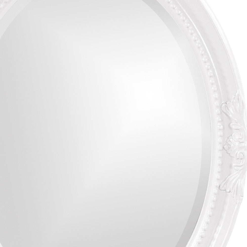 Oval Mirror In A Glossy White Wood Frame-Mirrors-DECOROLALA