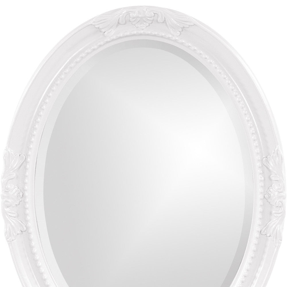 Oval Mirror In A Glossy White Wood Frame-Mirrors-DECOROLALA