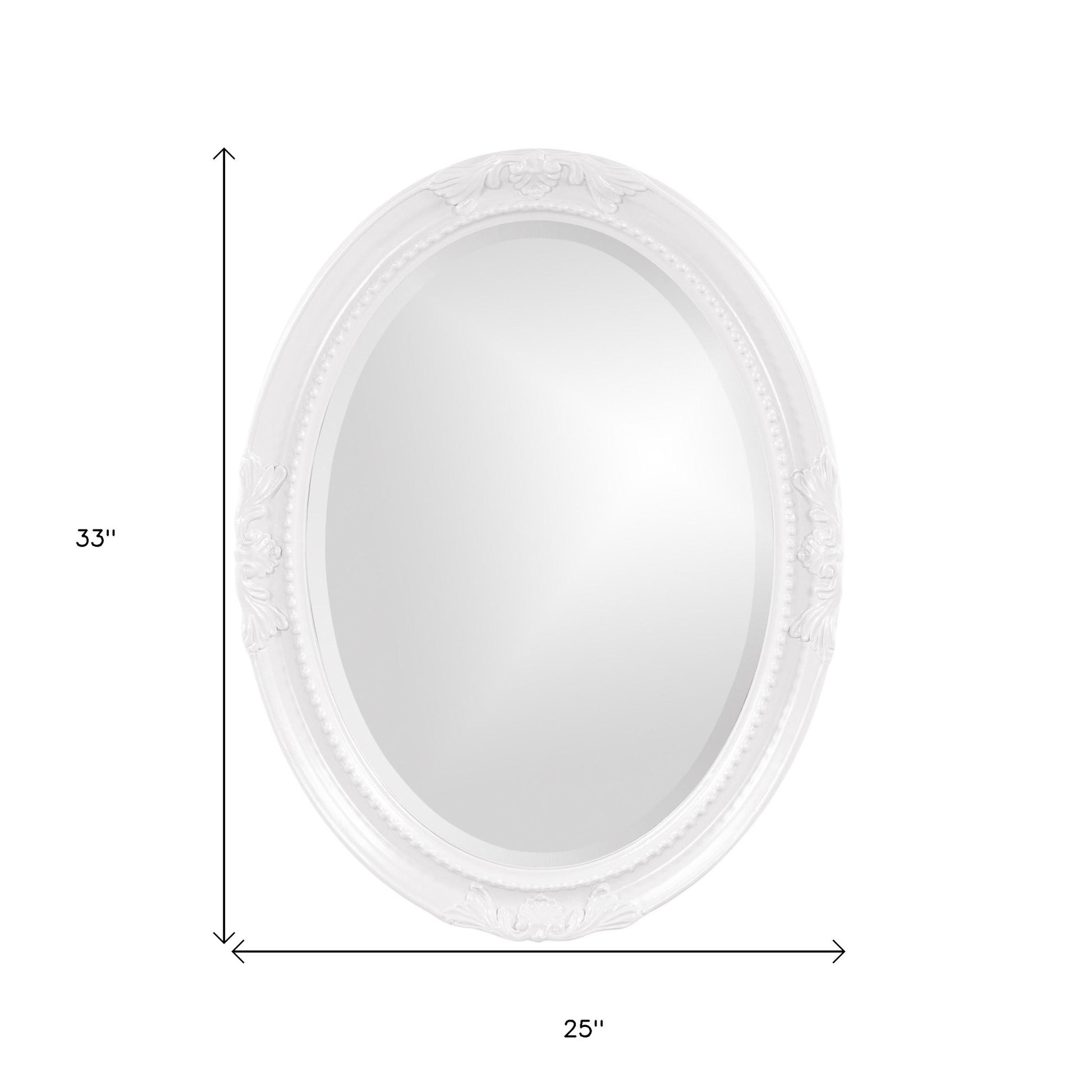 Oval Mirror In A Glossy White Wood Frame-Mirrors-DECOROLALA