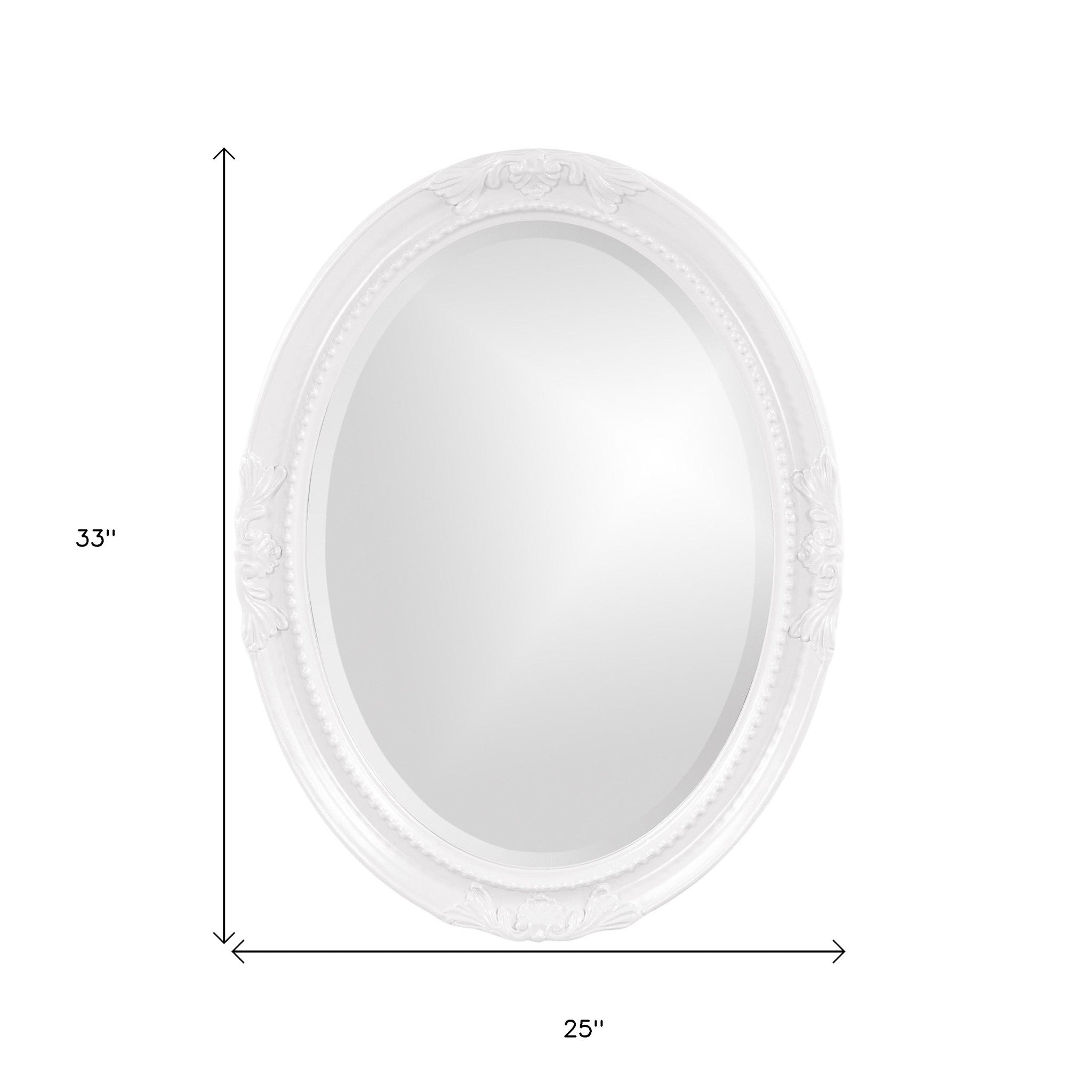 Oval Mirror In A Glossy White Wood Frame-Mirrors-DECOROLALA