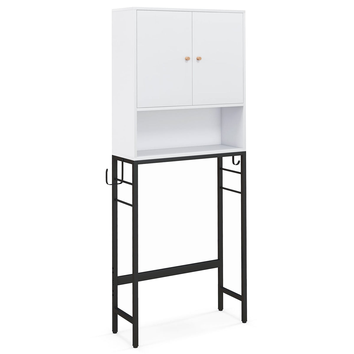 Over The Toilet Storage Cabinet with 2 Doors and Adjustable Shelf-White-Over the Toilet Storage-DECOROLALA