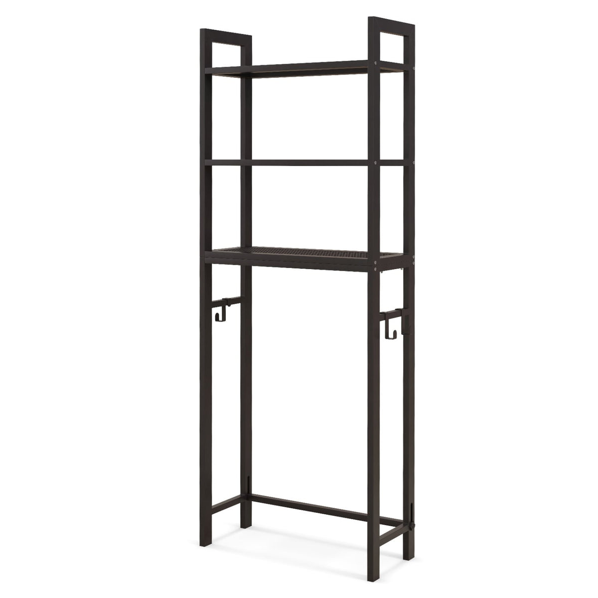 Over-The-Toilet Storage Shelf Space Saving Metal Bathroom Organizer Hooks-Brown-Over the Toilet Storage-DECOROLALA