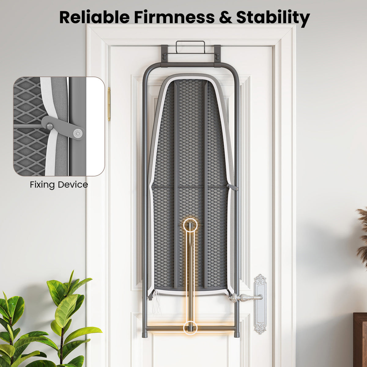 Over-the-Door Hanging Ironing Board - Gray Space-Saving Metal-Dryers-DECOROLALA