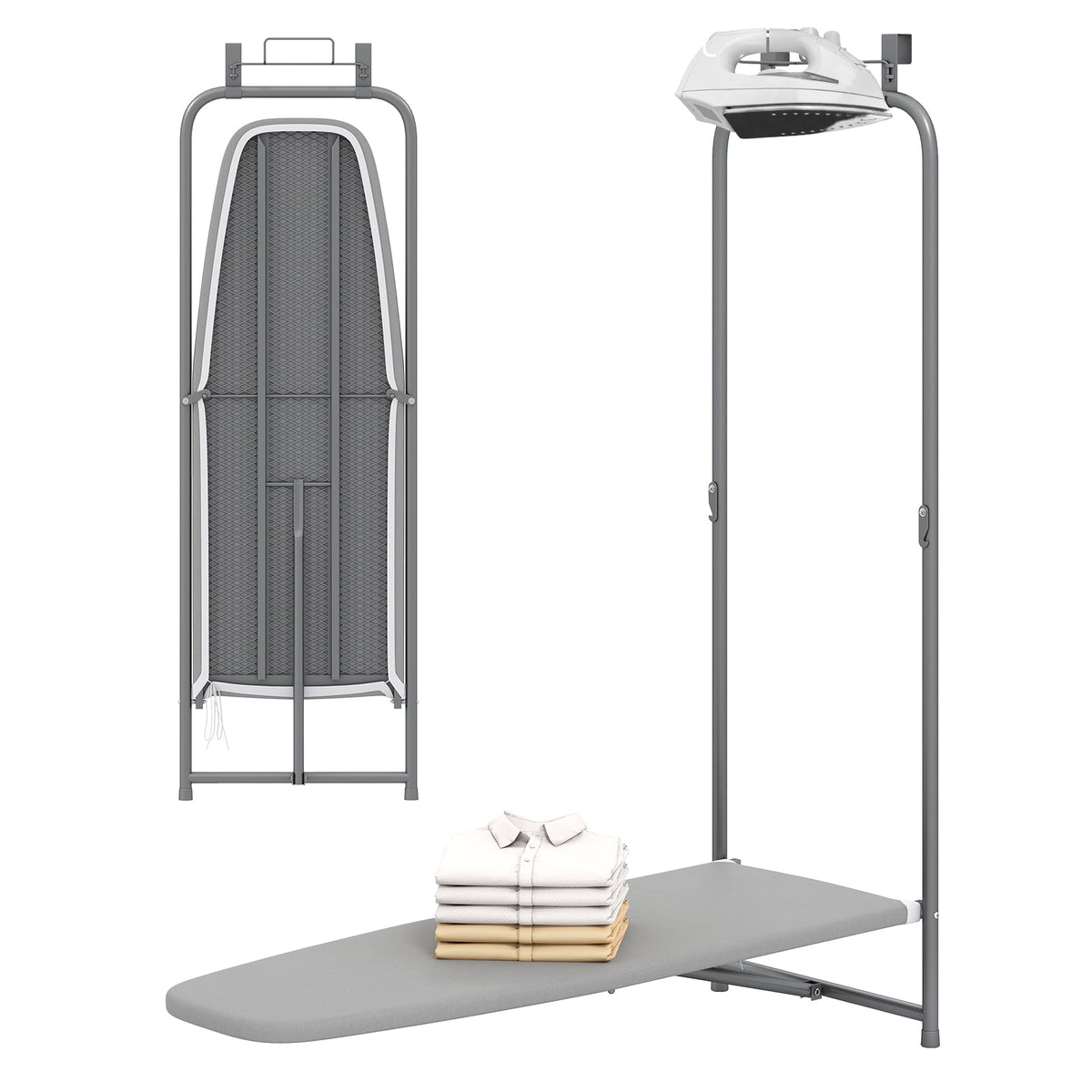Over the Door Ironing Board - Foldable Metal Hanging Board Gray-Dryers-DECOROLALA