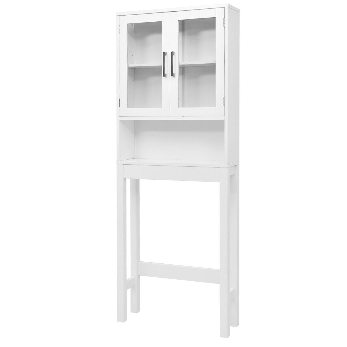Over the Toilet Storage Cabinet Space Saver with Tempered Glass Door for Bathroom-Over the Toilet Storage-DECOROLALA