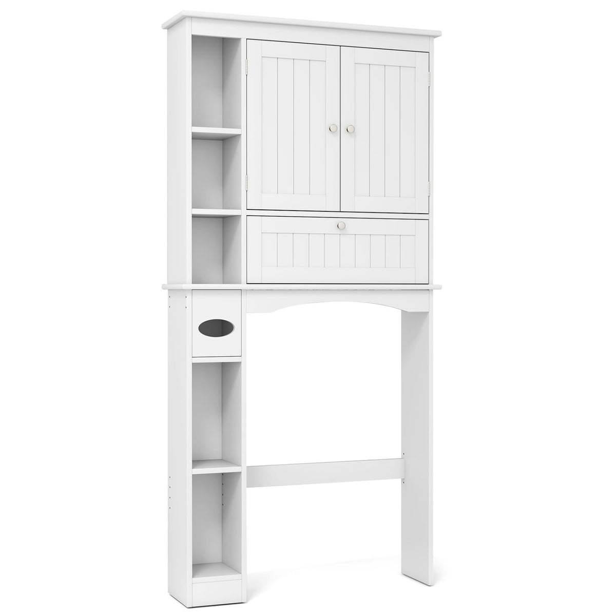 Over the Toilet Storage Cabinet with Adjustable Shelf and Bottom Bar-White-Over the Toilet Storage-DECOROLALA