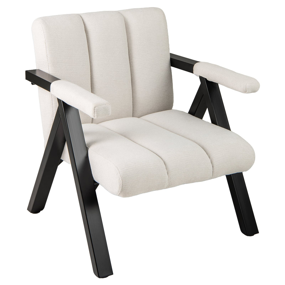 Oversized Accent Chair with Metal Frame and Armrests-Beige-Accent Chairs-DECOROLALA