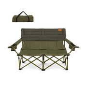 Oversized Camping Chair Folding Loveseat Camping Couch with Cup Holders & Thick Padding-Green-Camping Furniture-DECOROLALA