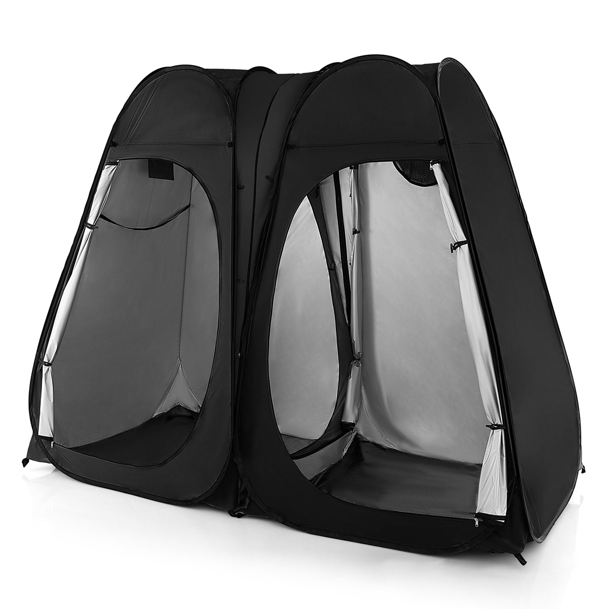 Oversized Pop Up Shower Tent with Window Floor and Storage Pocket-Black-Tents-DECOROLALA