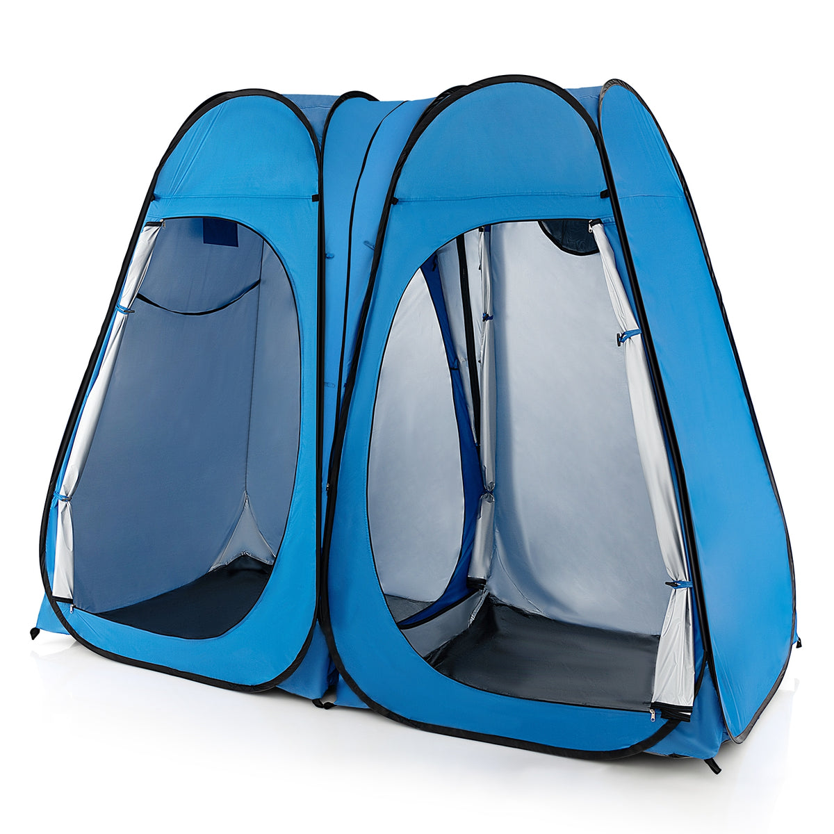 Oversized Pop Up Shower Tent with Window Floor and Storage Pocket-Blue-Tents-DECOROLALA
