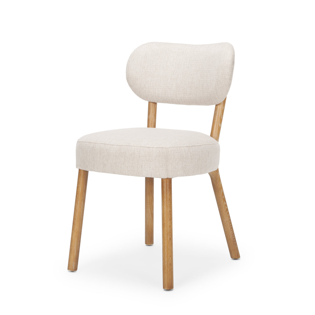 Owen Curved Back Dining Side Chair | Beige Fabric w/ Brown Wood-Dining Chairs-DECOROLALA