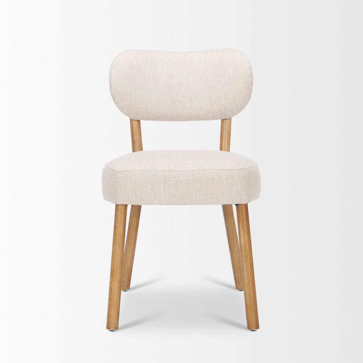 Owen Curved Back Dining Side Chair | Beige Fabric w/ Brown Wood-Dining Chairs-DECOROLALA