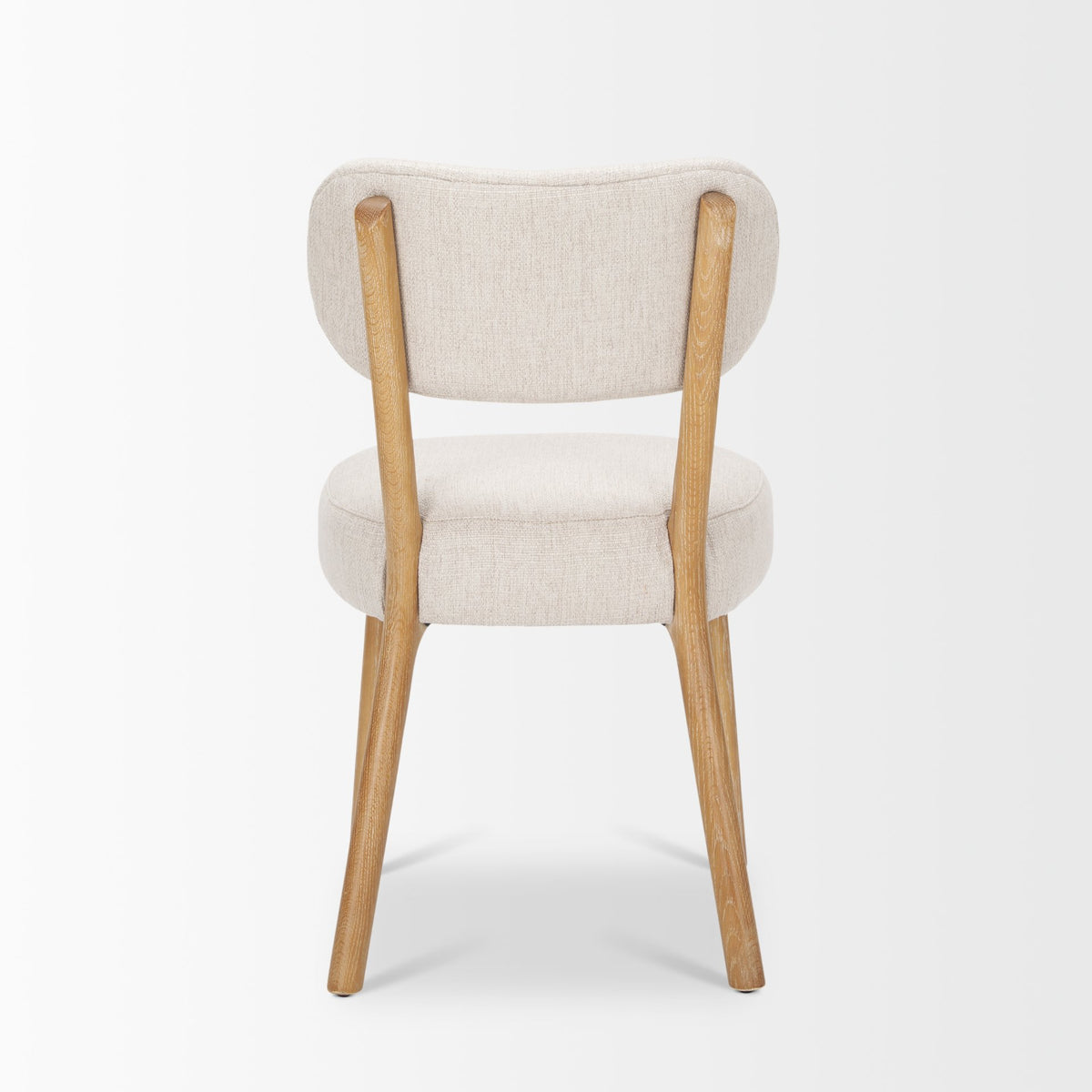 Owen Curved Back Dining Side Chair | Beige Fabric w/ Brown Wood-Dining Chairs-DECOROLALA