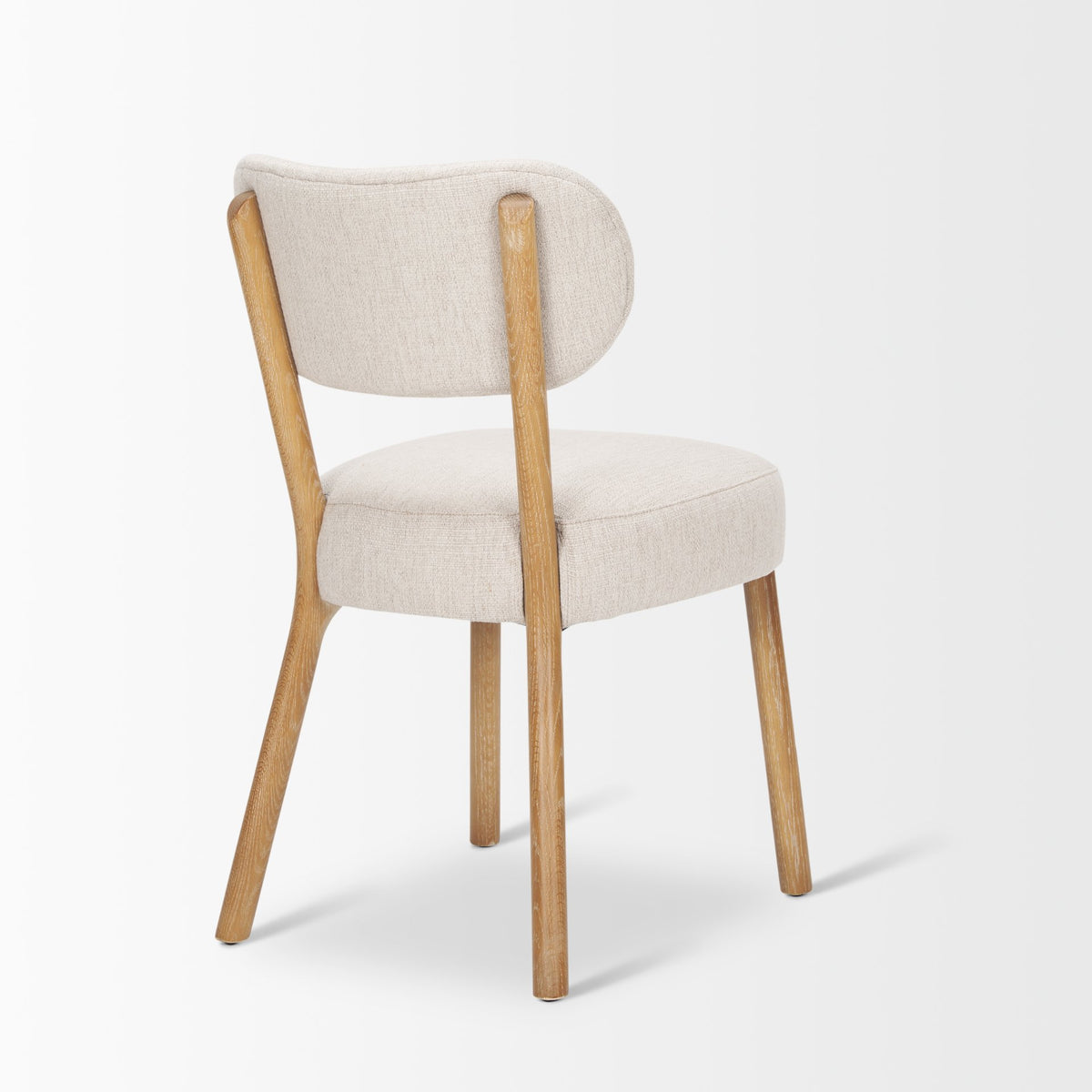 Owen Curved Back Dining Side Chair | Beige Fabric w/ Brown Wood-Dining Chairs-DECOROLALA