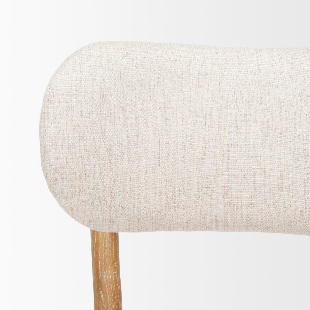 Owen Curved Back Dining Side Chair | Beige Fabric w/ Brown Wood-Dining Chairs-DECOROLALA