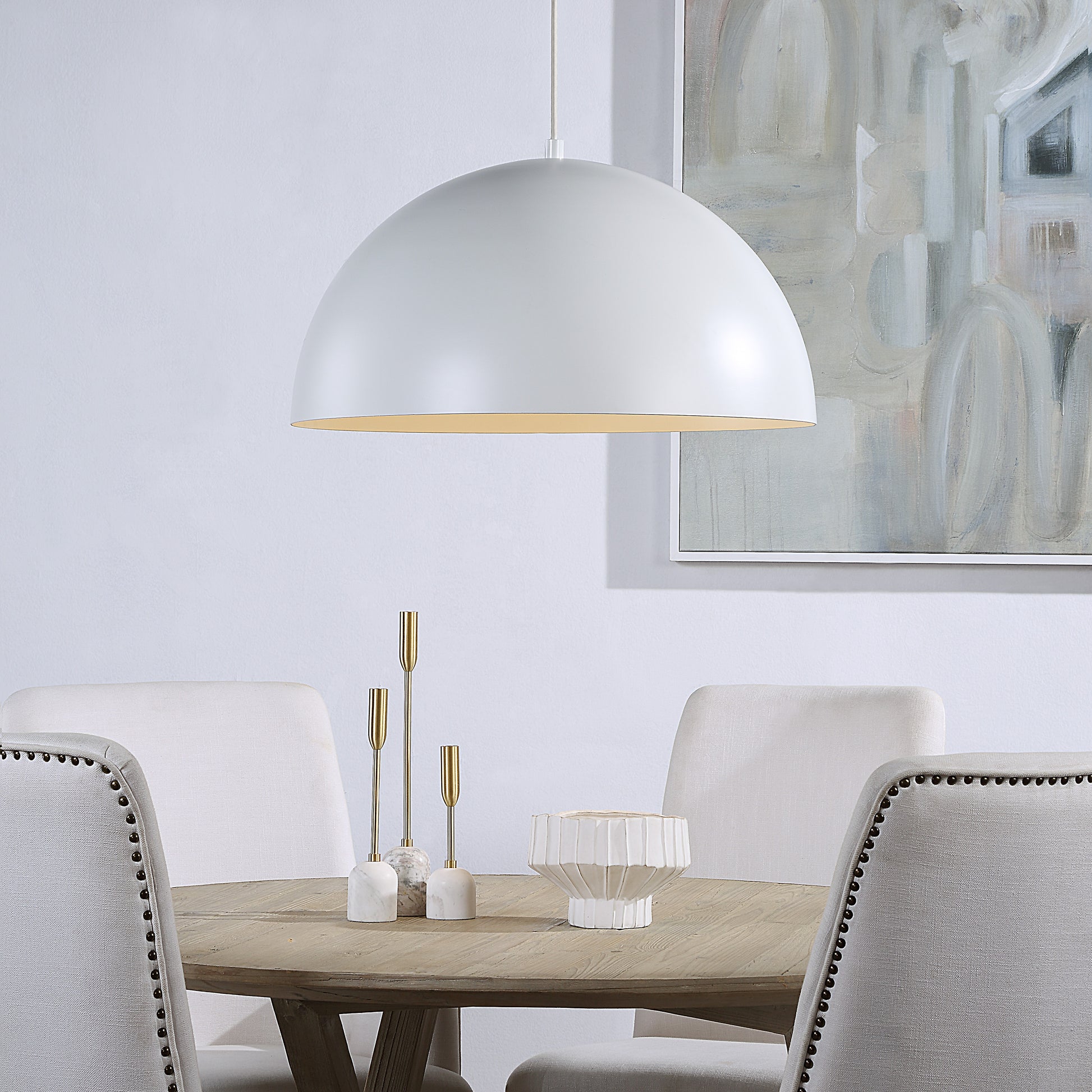 Ozona 27.5" 1-Light Chandelier Matte Off-White-Ceiling Fixture-DECOROLALA